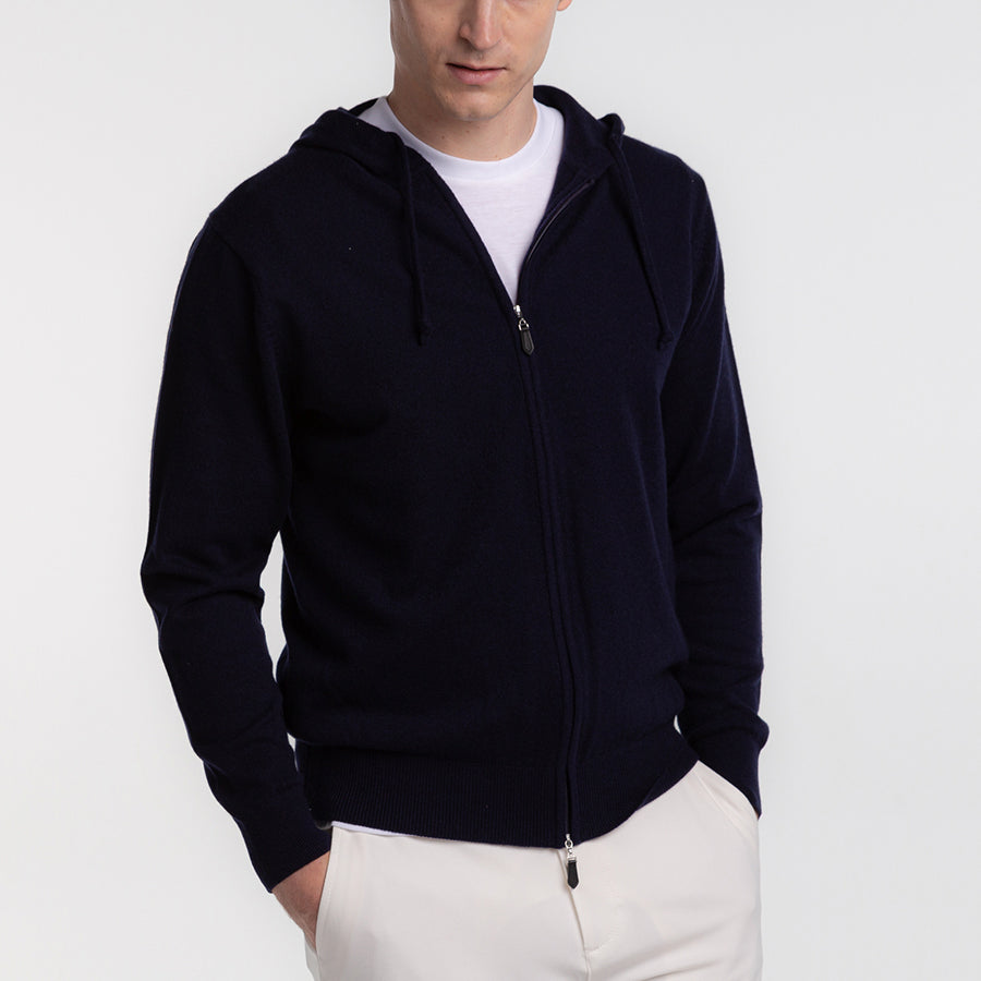 Personalized custom order of men's Japanese luxury cashmere knit hoodie