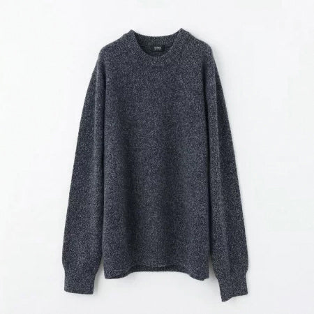 Personalized custom order of men's Japanese luxury cashmere knit melange crew-neck sweater