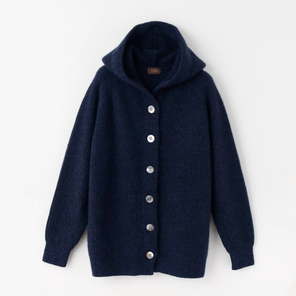 Cashmere halfcardigan hoodie